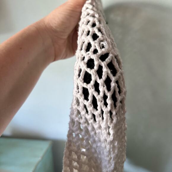 Pure Handknits Cotton Open Crochet Cardigan Sweater Rhinestone Buttons S/M Artsy - Picture 3 of 6